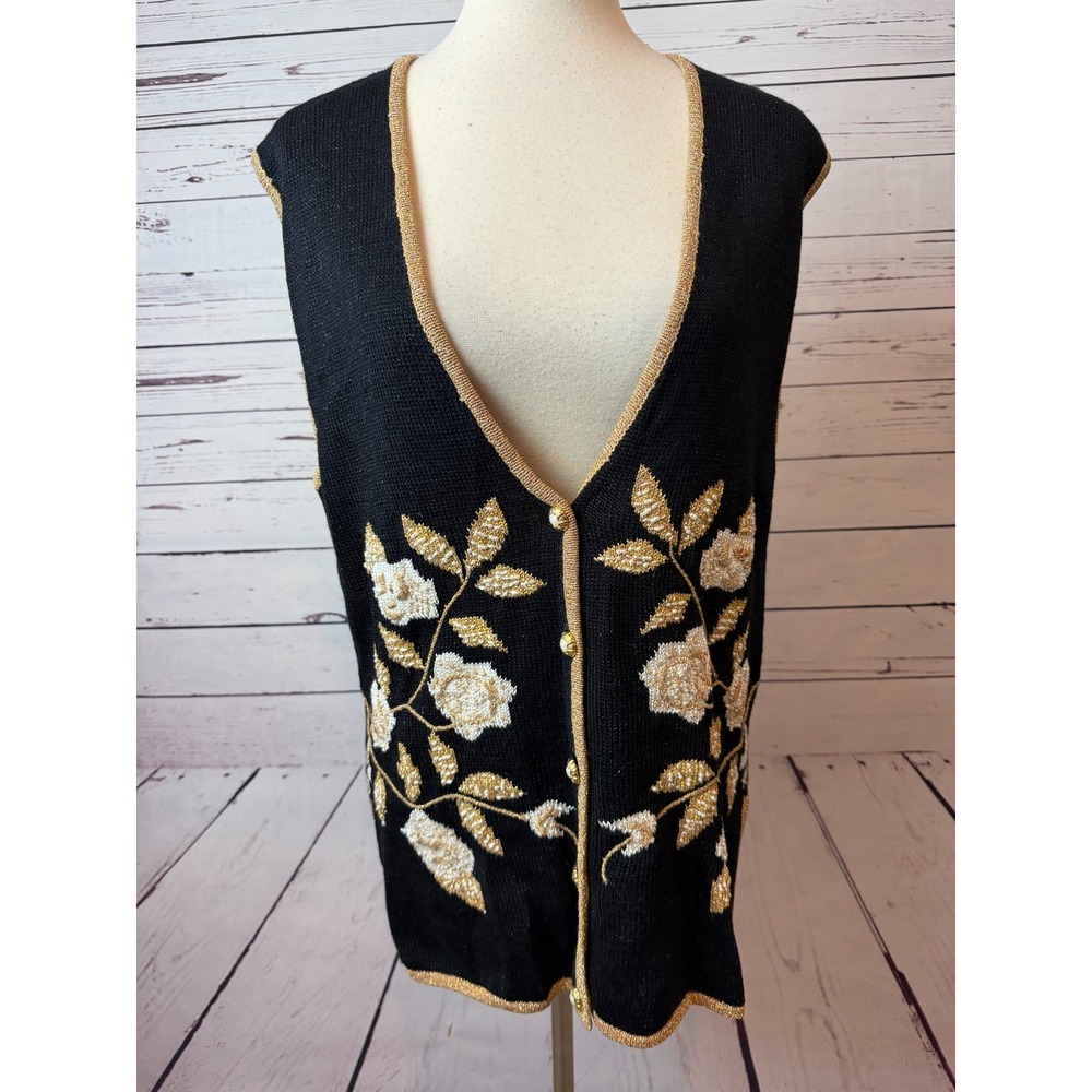 NWT Jaclyn Smith Ugly Christmas Sweater Vest knit size Small Style 9464 Metallic
